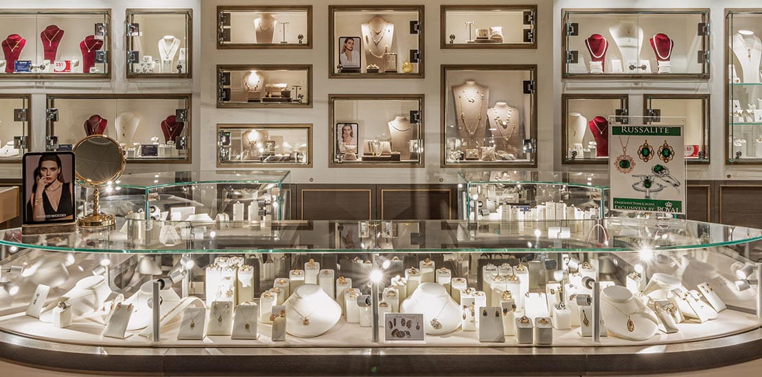 A selection of jewellery in the shop